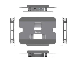 Adjustable Laptop Stand in Aluminum with Dual HDMI 4K USB-C Mini Docking Station