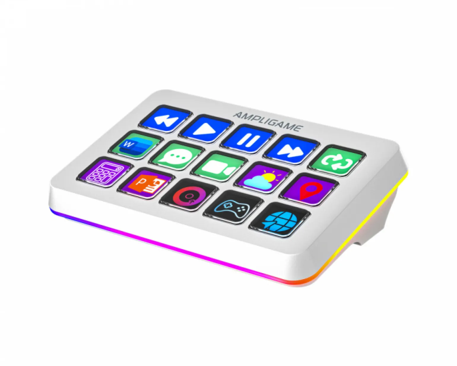 AMPLIGAME D6 Stream Controller - Streaming Deck - White