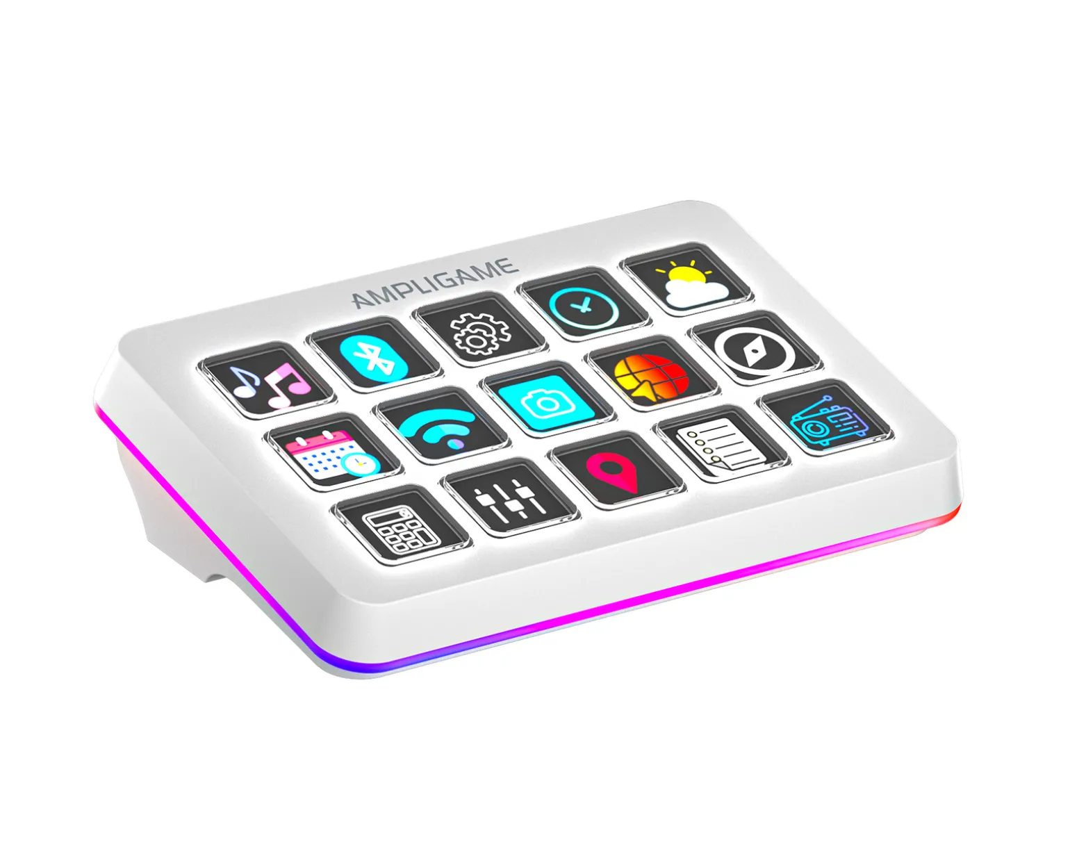 AMPLIGAME D6 Stream Controller - Streaming Deck - White