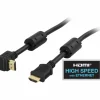 Angled HDMI Kabel High Speed with Ethernet, 4K, Ultra HD in 60Hz - Black - 1.5m