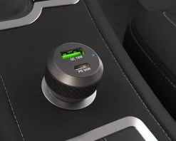 Coney Car Charger - 1x USB-A 1x USB-C 48W PD 3.0 - Black