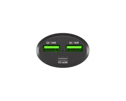 Coney Car Charger - 2x USB-A 1x USB-C 84W PD 3.0 - Black