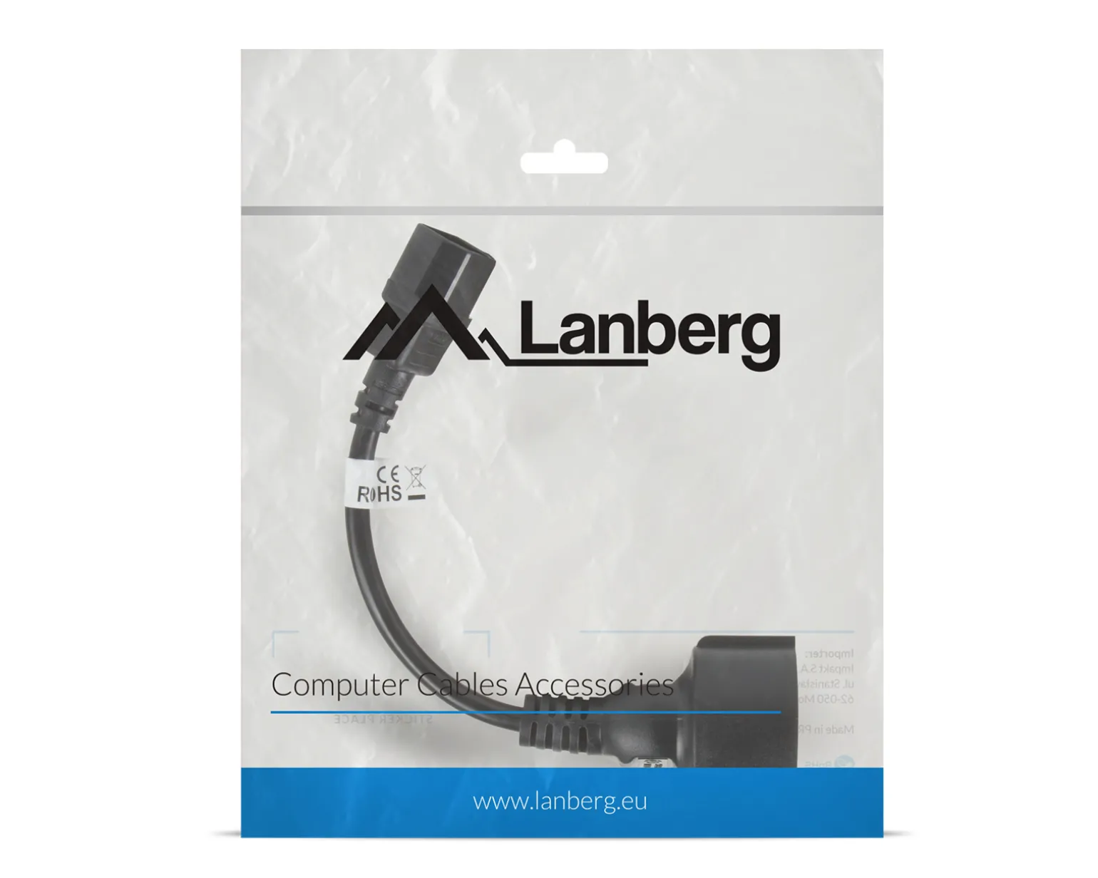 C14 to Schuko (F) 20 cm Black