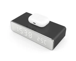 Digital Alarm Clock with Qi-charging Black