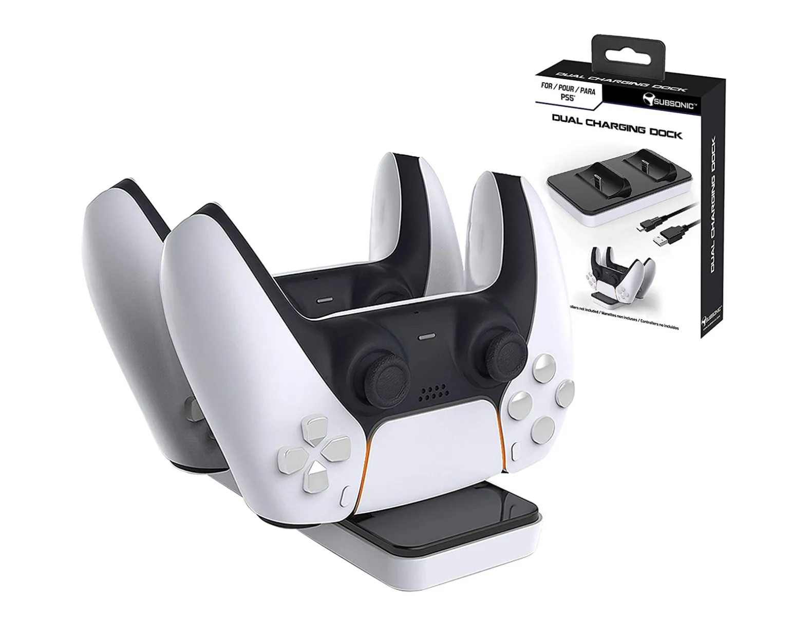 Dual Charging Dock for PS5 Controller - White/Black