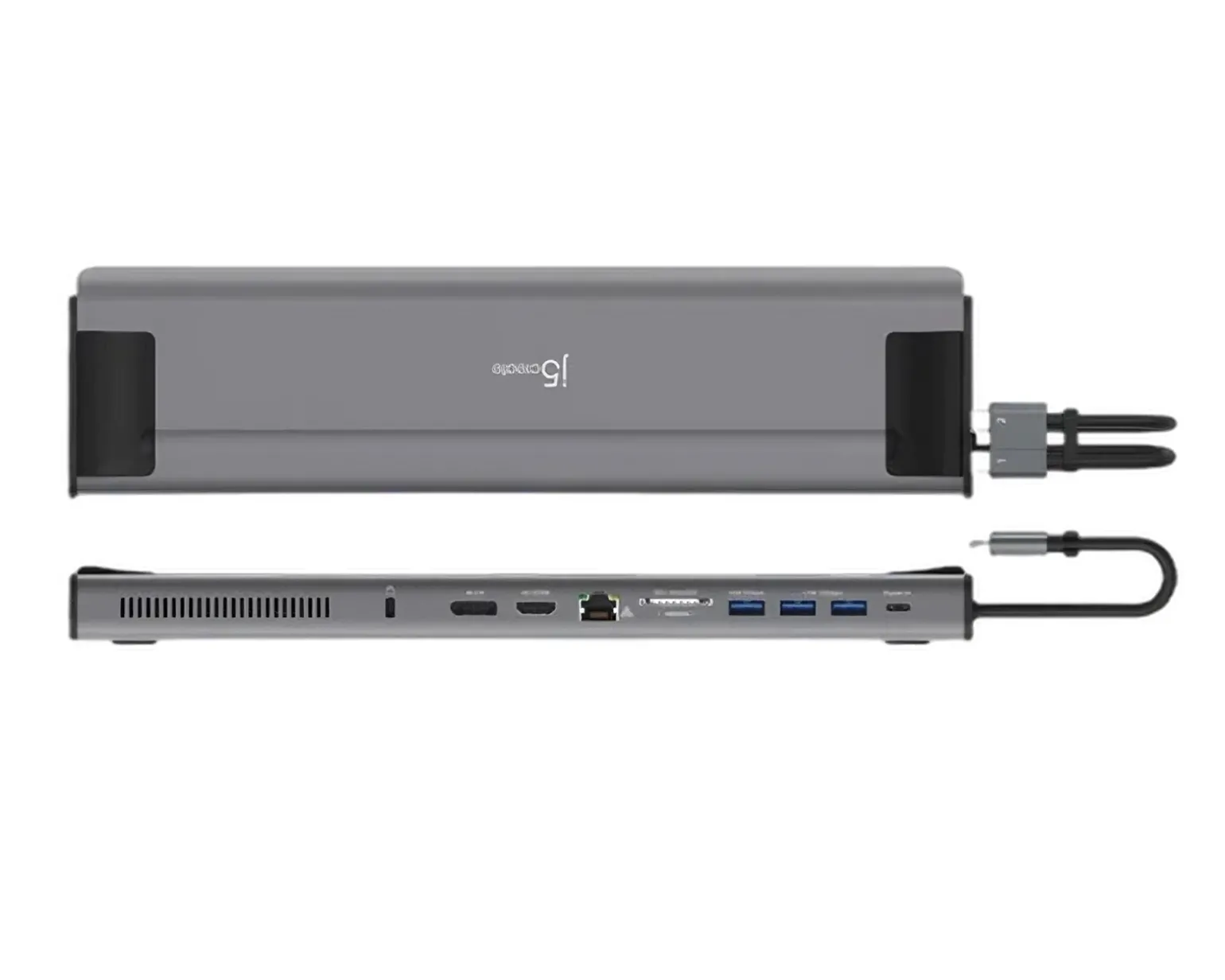 Dual-Monitor USB-C Docking Station M.2 nvme with 9 ports - Grey