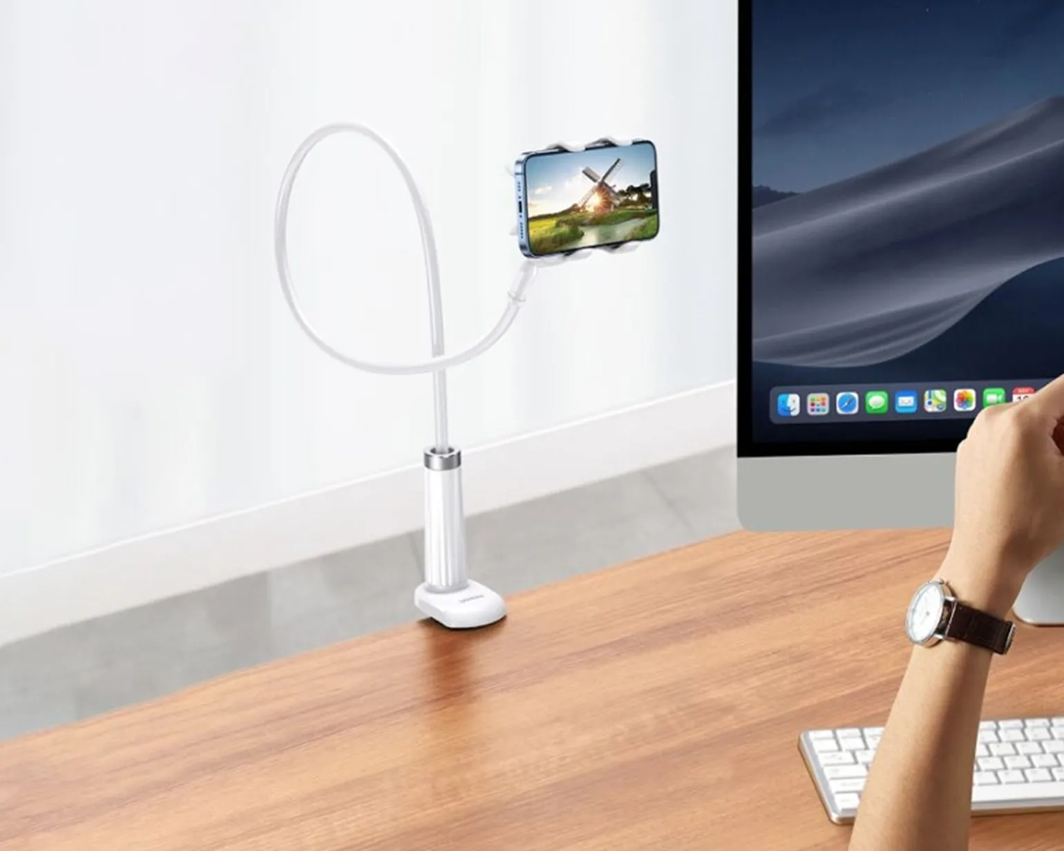 Flexible Phone Holder 90 cm - White