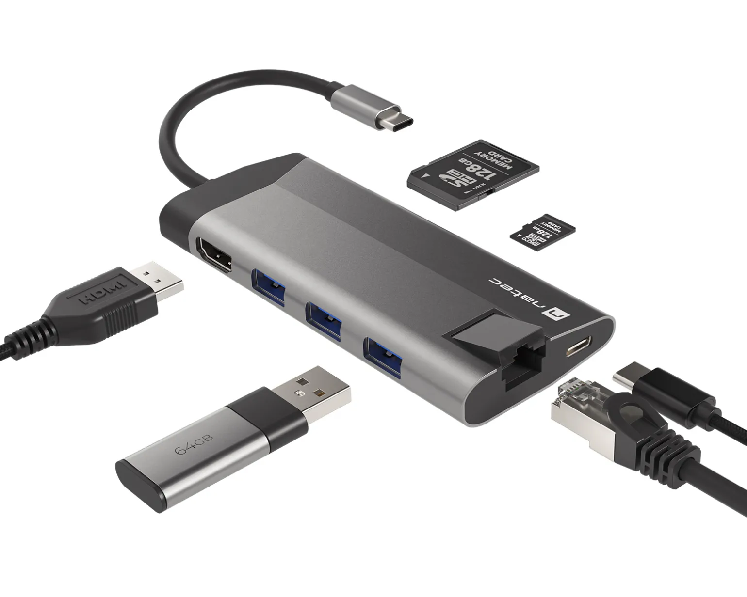Fowler Plus Hub USB-C Multiport Adapter 8 in 1 - USB-hub
