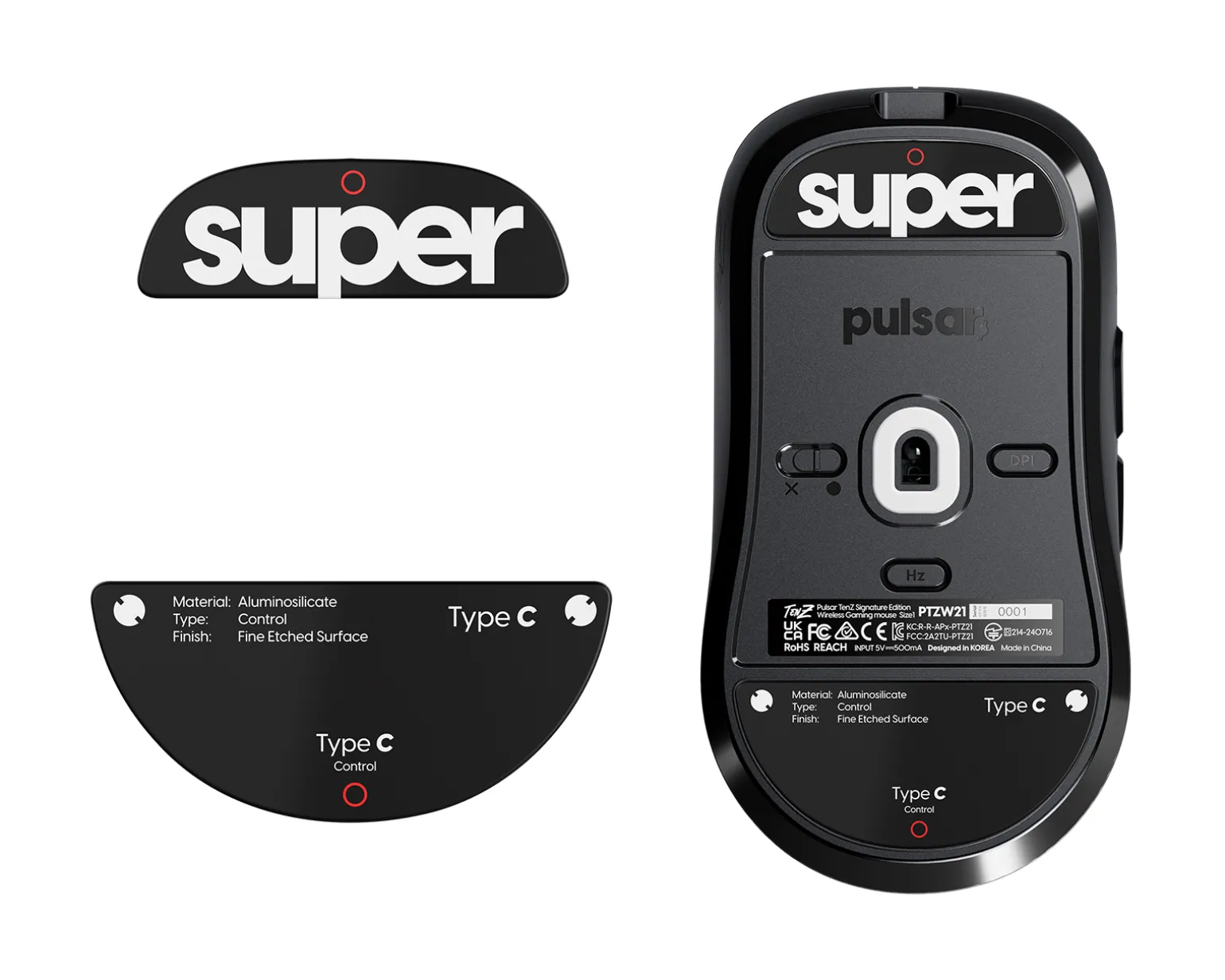 Glass Skates Type-C for Pulsar TenZ Signature Edition - Black