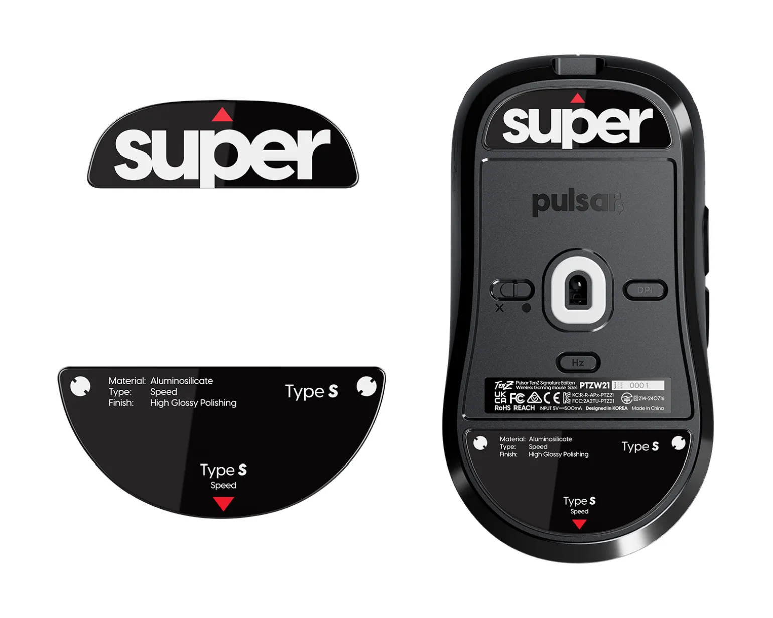 Glass Skates Type-S for Pulsar TenZ Signature Edition - Black