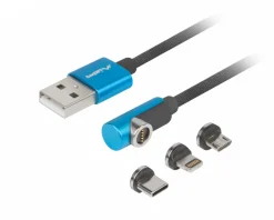 3in1 Premium Magnetic Angled Cable QC 3.0 - Blue