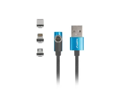 3in1 Premium Magnetic Angled Cable QC 3.0 - Blue