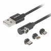 3in1 Premium Magnetic Angled Cable QC 3.0 - Black