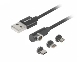 3in1 Premium Magnetic Angled Cable QC 3.0 - Black