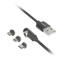 3in1 Premium Magnetic Angled Cable QC 3.0 - Black