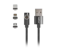 3in1 Premium Magnetic Angled Cable QC 3.0 - Black