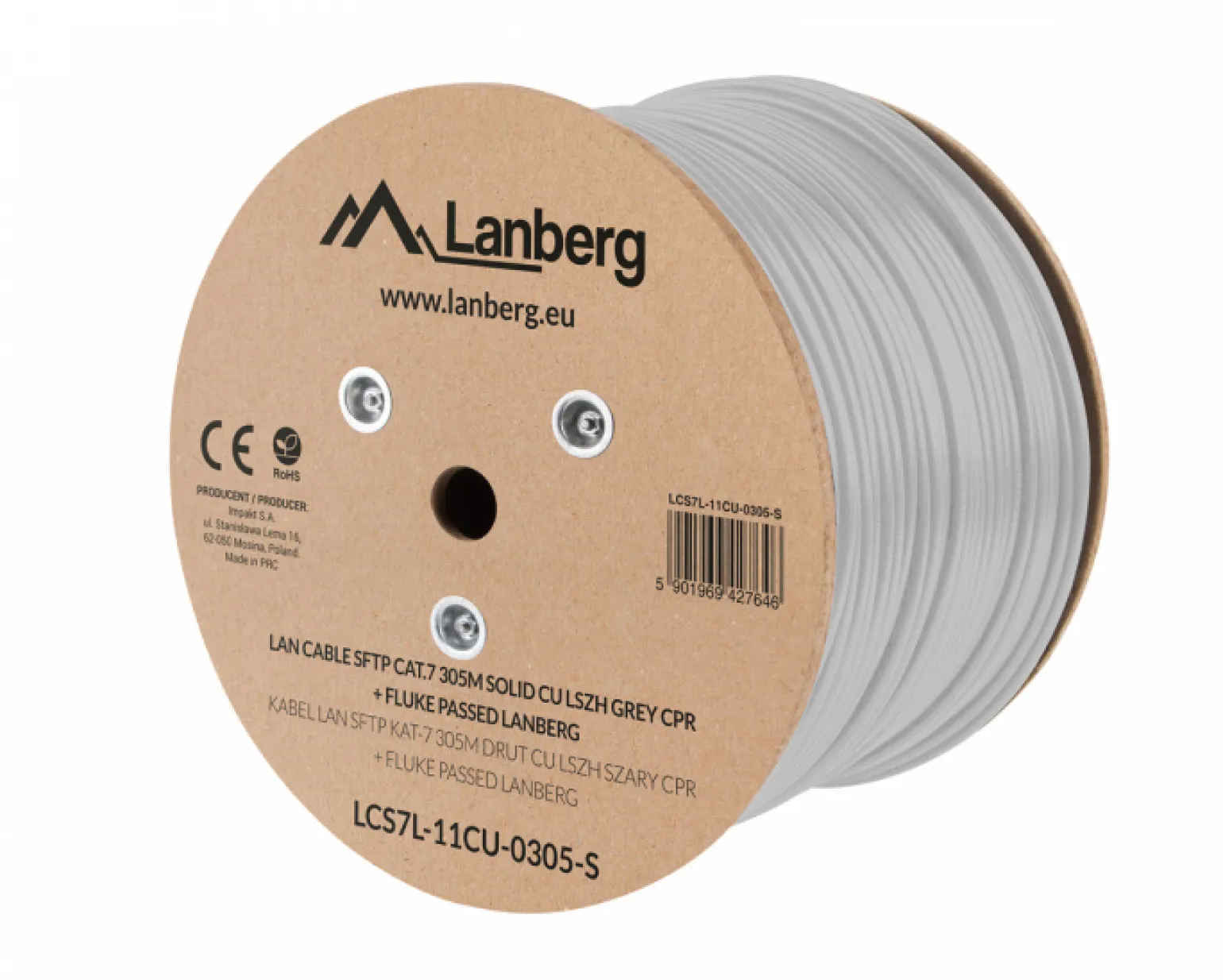 305 Meter Cat7 SFTP Solid CU LSZH Network Cable Grey + Fluke Passed