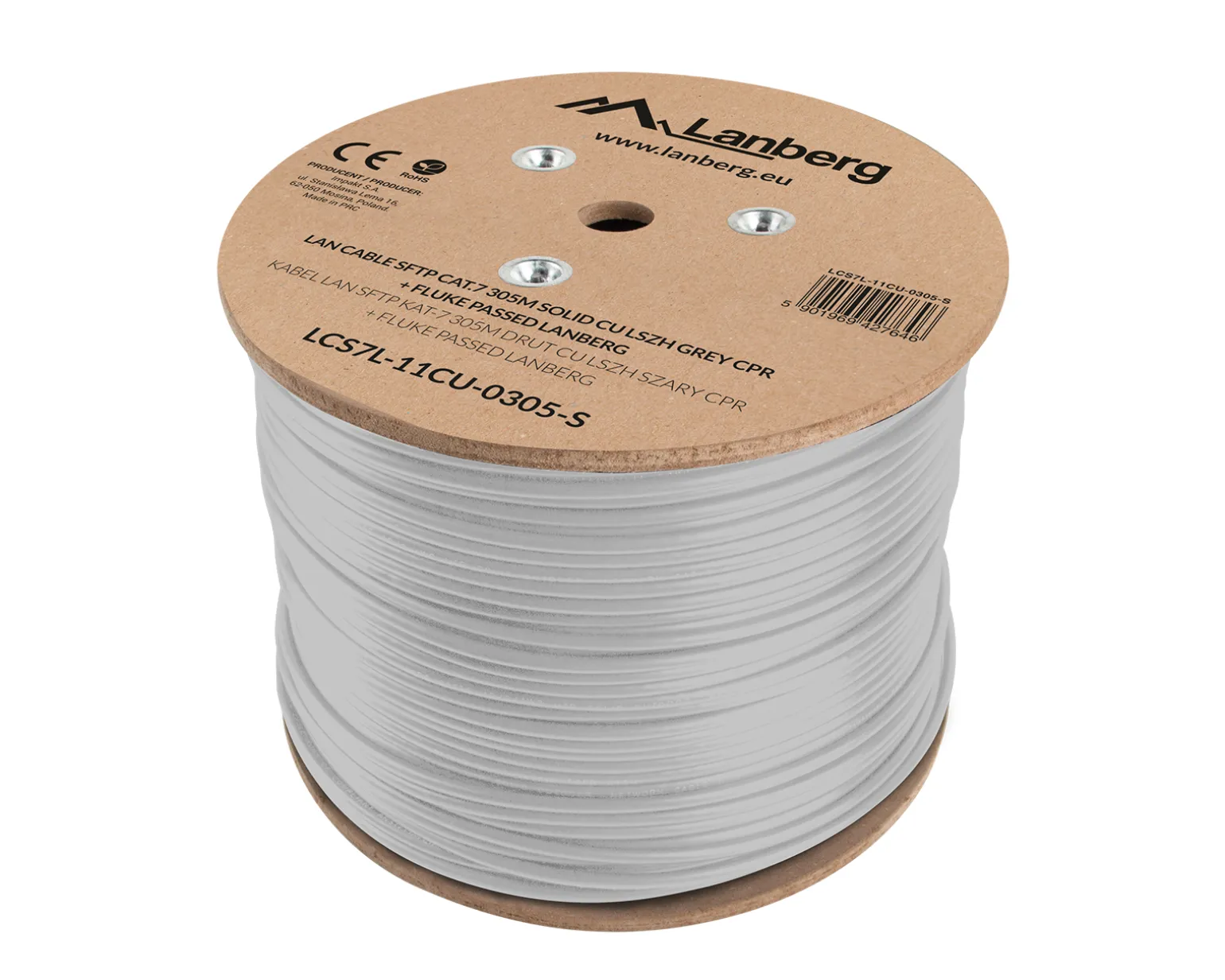 305 Meter Cat7 SFTP Solid CU LSZH Network Cable Grey + Fluke Passed