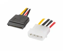 Molex (Male) 4 PIN to 2X SATA (Female) 15 PIN Cable 30cm