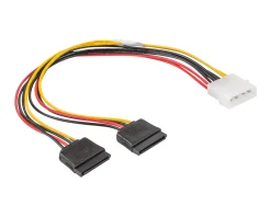 Molex (Male) 4 PIN to 2X SATA (Female) 15 PIN Cable 30cm