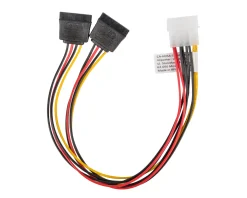 Molex (Male) 4 PIN to 2X SATA (Female) 15 PIN Cable 30cm