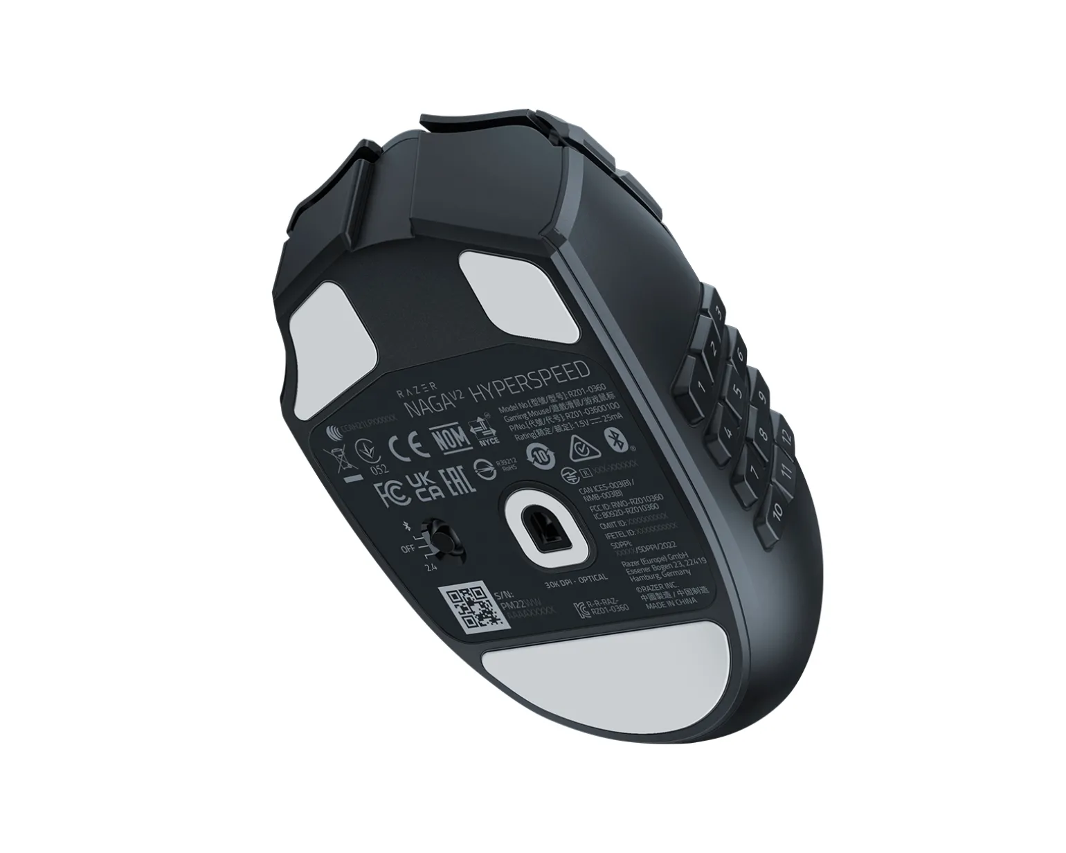 Naga V2 HyperSpeed - Wireless MMO Gaming Mouse - Black