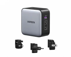 Nexode 65W 3-Port GaN Wall Charger with Travel Adapter (US/UK/EU)