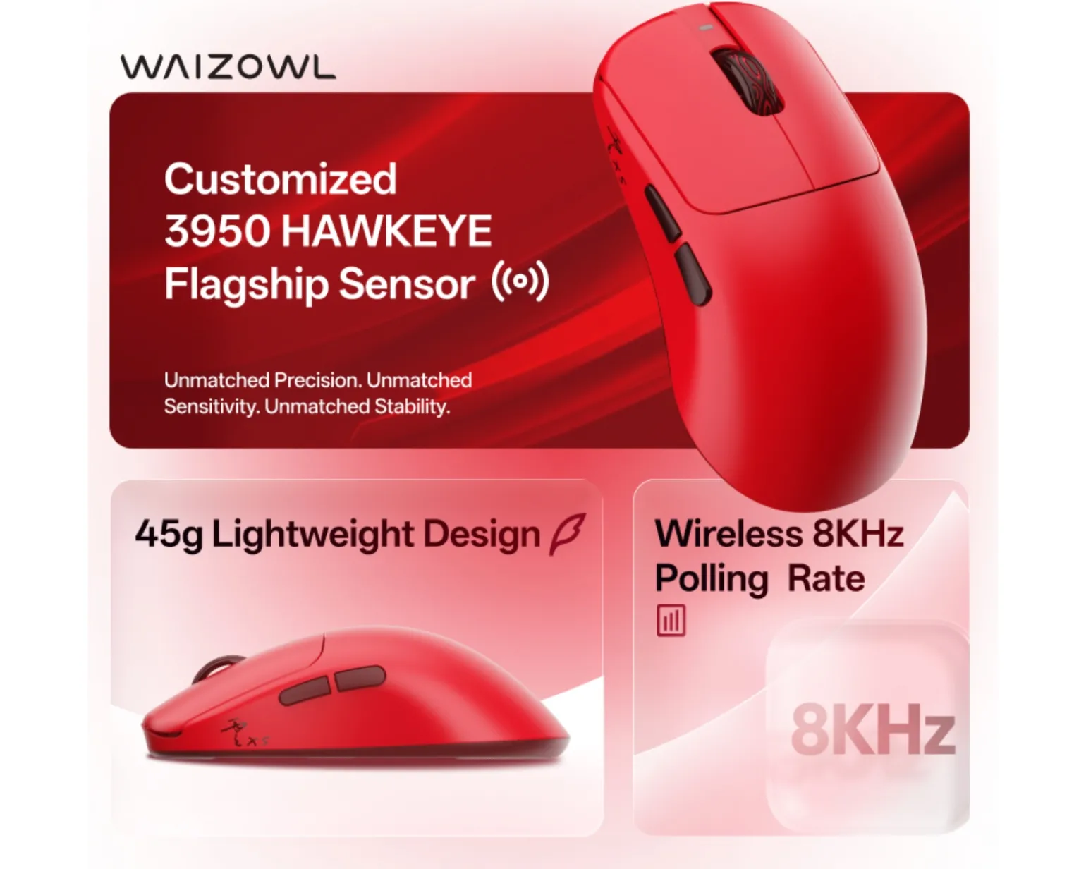 OGM Cloud XS 8K Wireless Gaming Mouse - Red