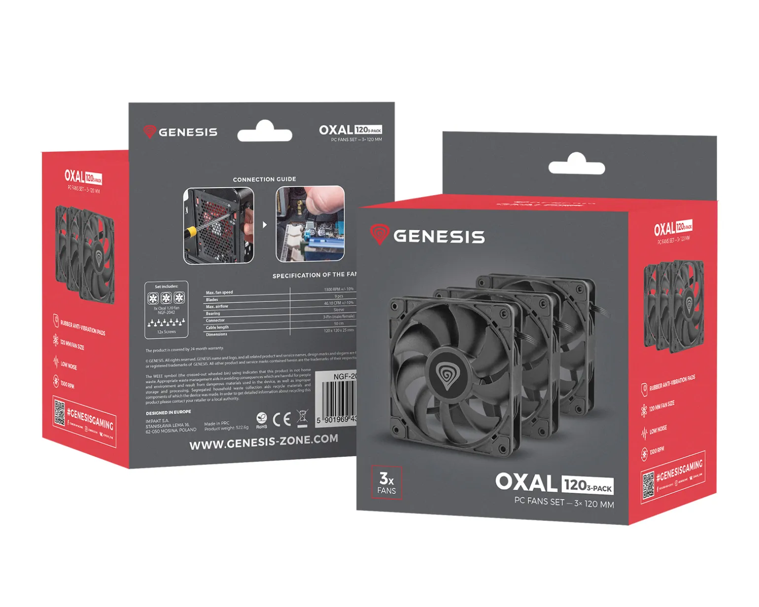 Oxal 120 PC Fan - 120mm (3-Pack)