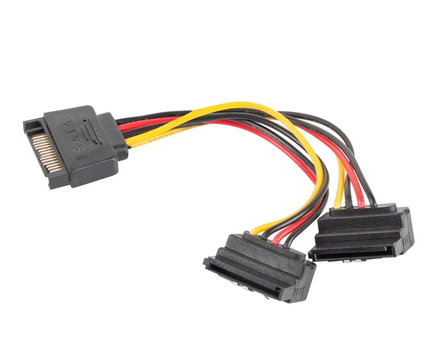 15-pin SATA (male) to 2x SATA (female) Angled 15cm