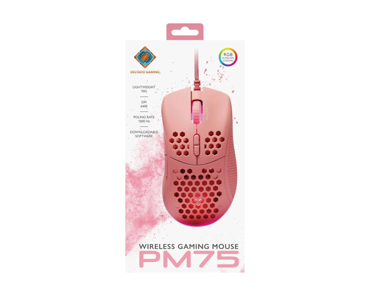 PM75 Ultra-Light RGB Gaming Mouse - Pink