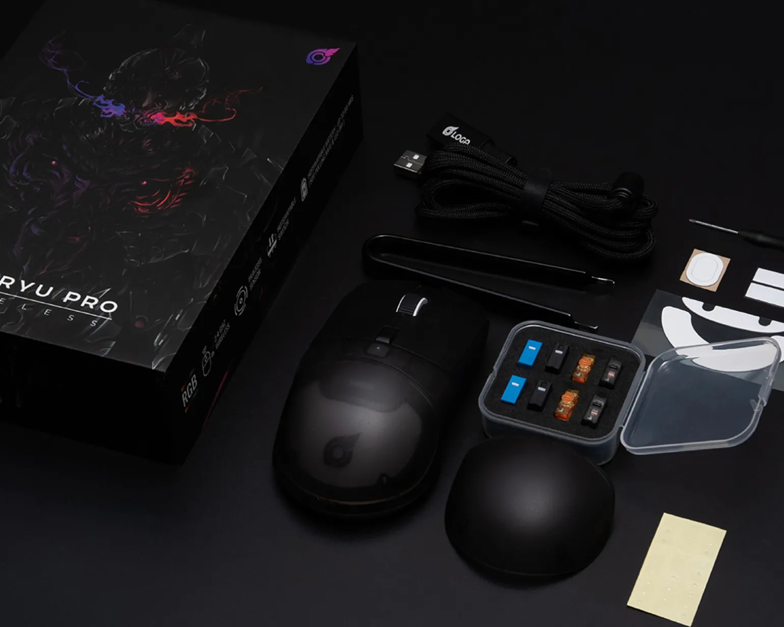 Shinryu Pro Wireless Gaming Mouse - Hotswappable Switch - Black/Transparent