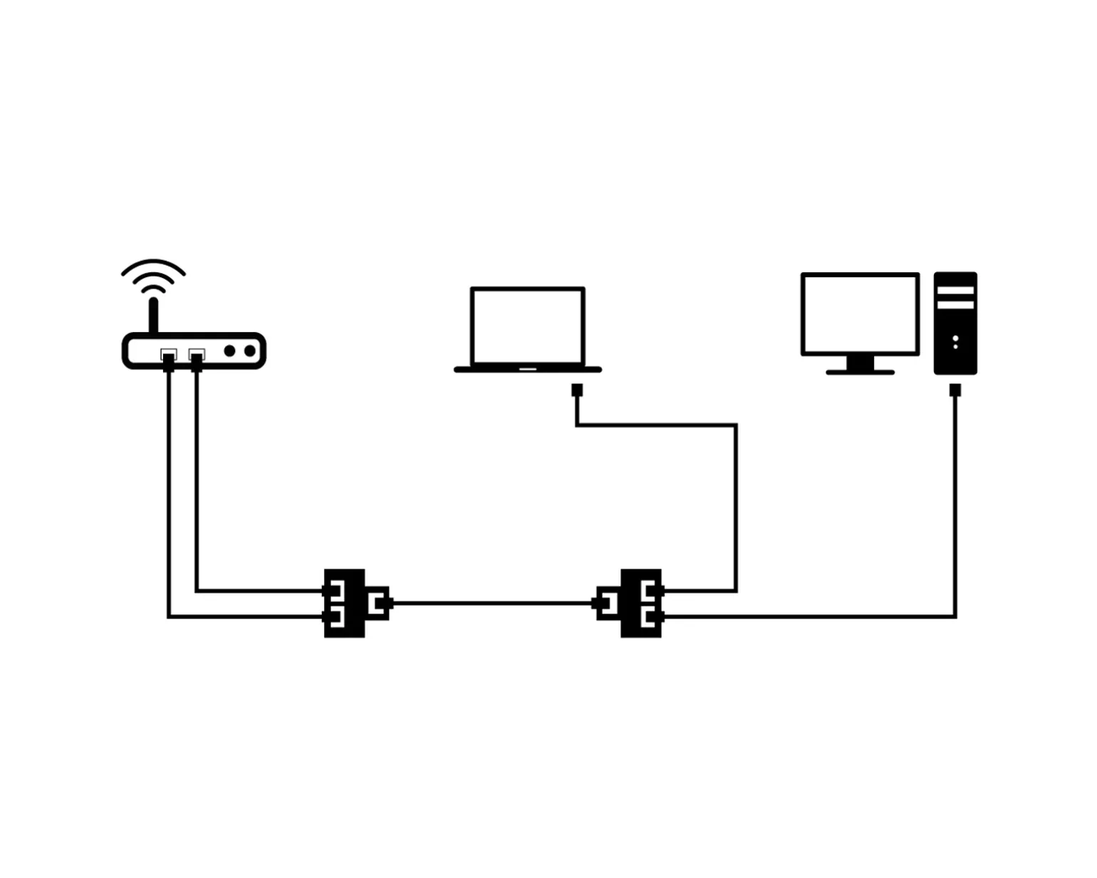 Spliter for Network Cable RJ45 to 2xRJ45