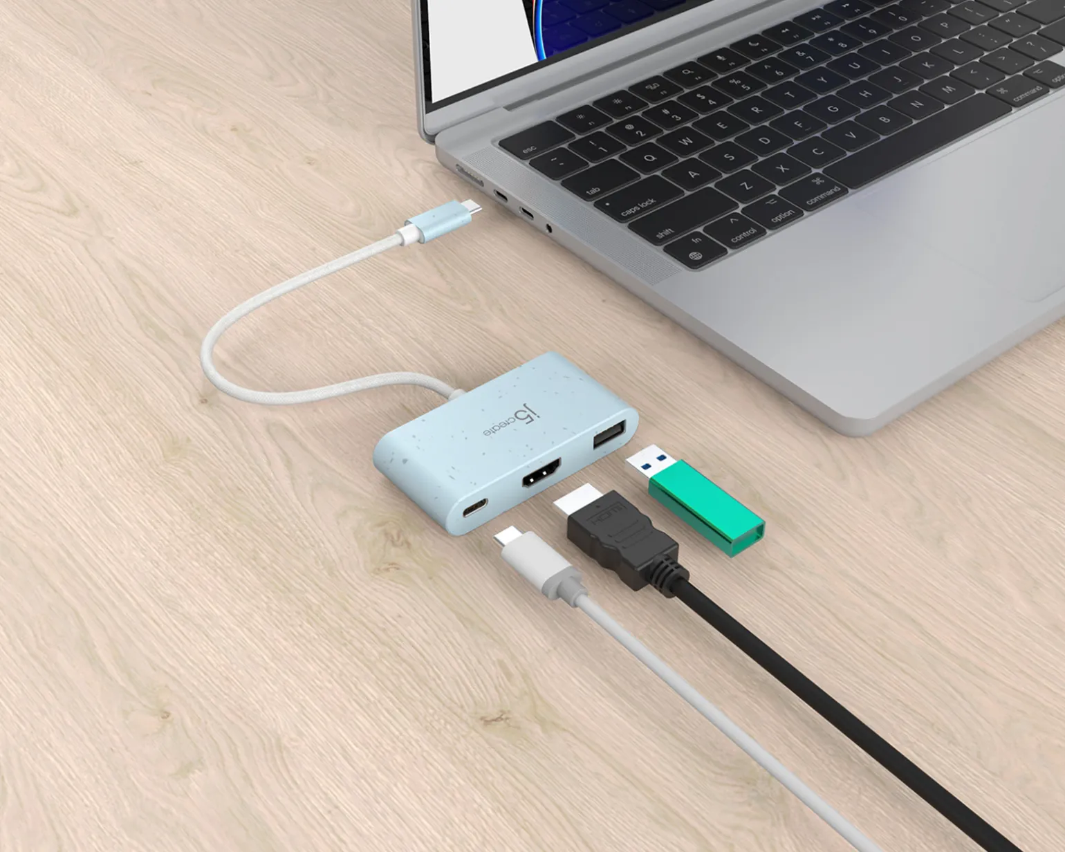 USB-C to HDMI 4K and USB Type-A with 90W Power Delivery - Blue