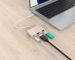 USB-C to HDMI 4K and USB Type-A with 90W Power Delivery - Pink