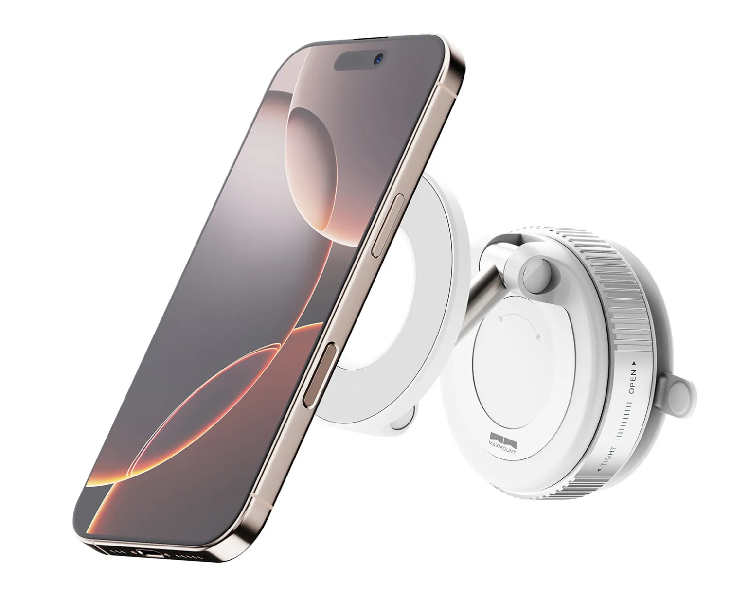 Vacuum Phone Holder with Magnetic Ring - White