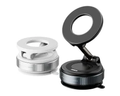 Vacuum Phone Holder with Magnetic Ring - White