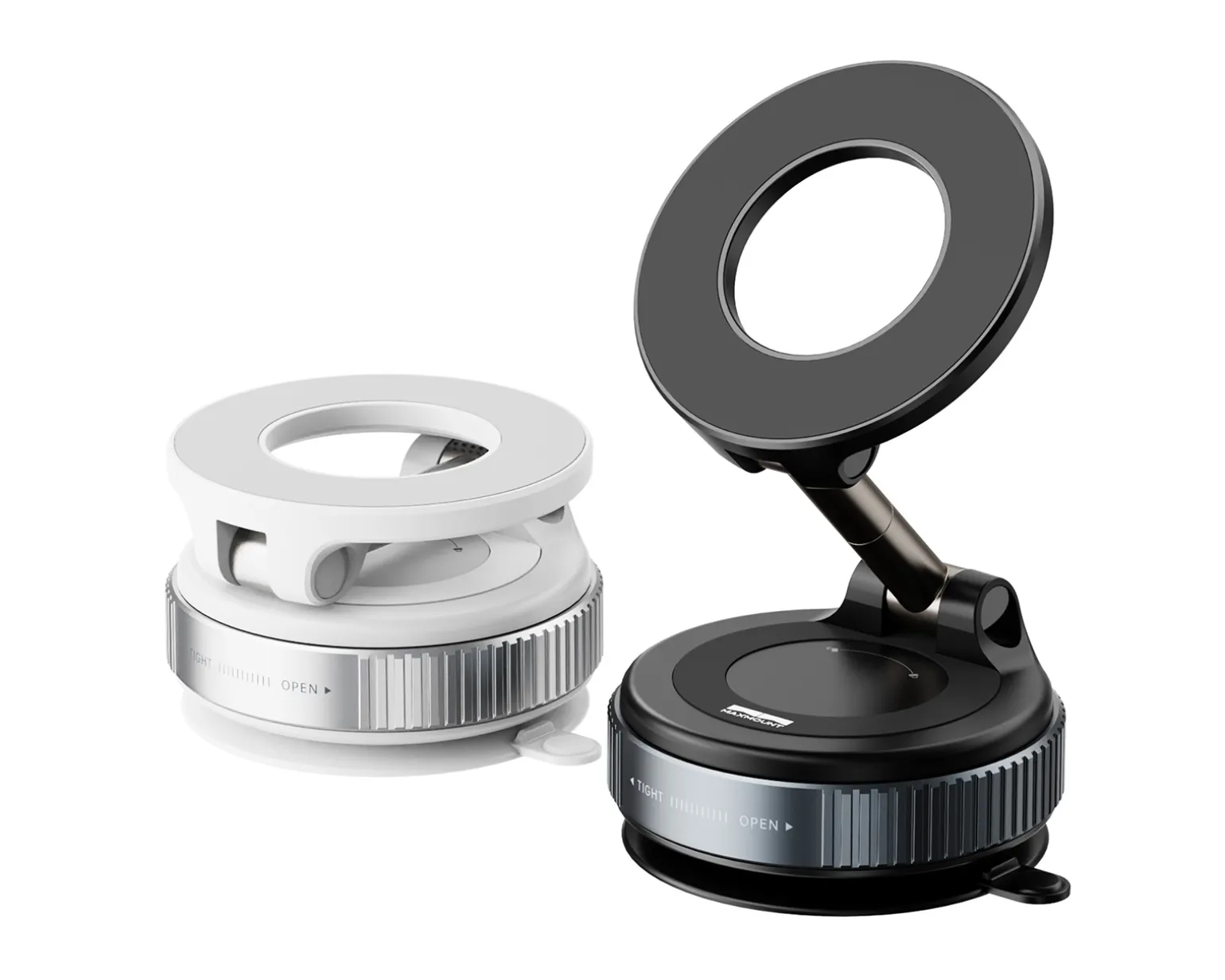 Vacuum Phone Holder with Magnetic Ring - White