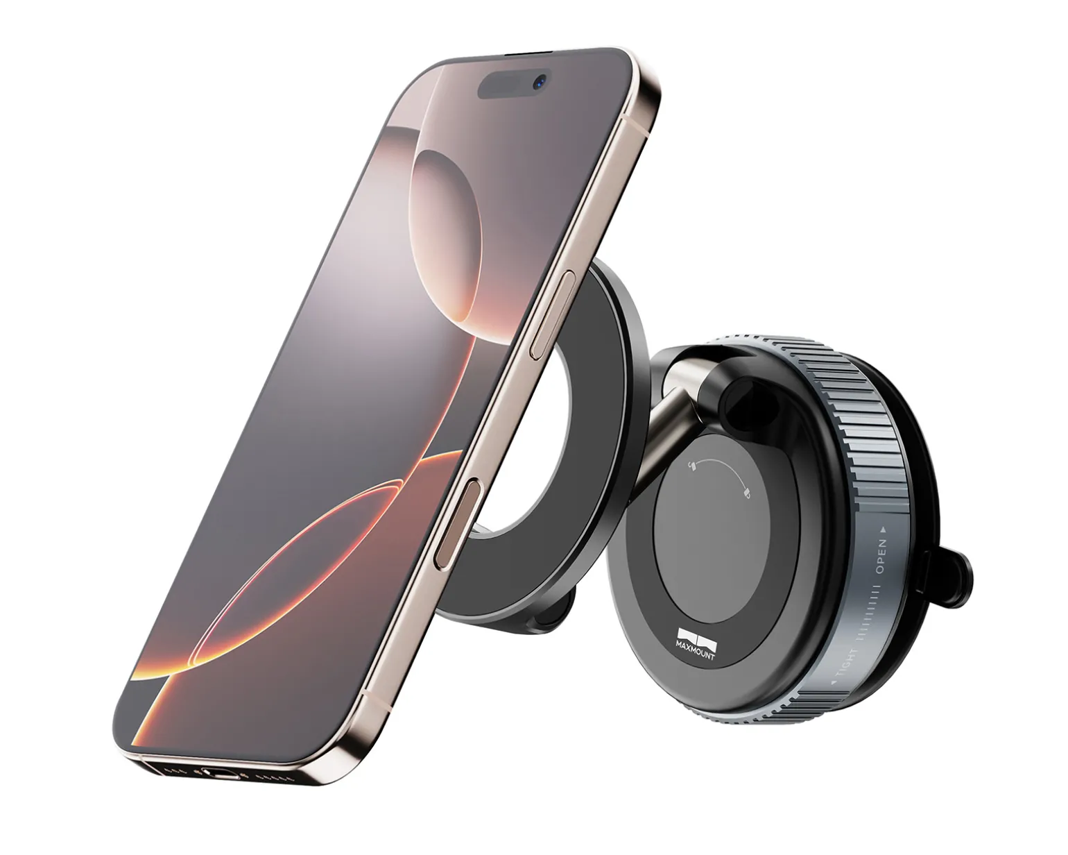Vacuum Phone Holder with Magnetic Ring - Black