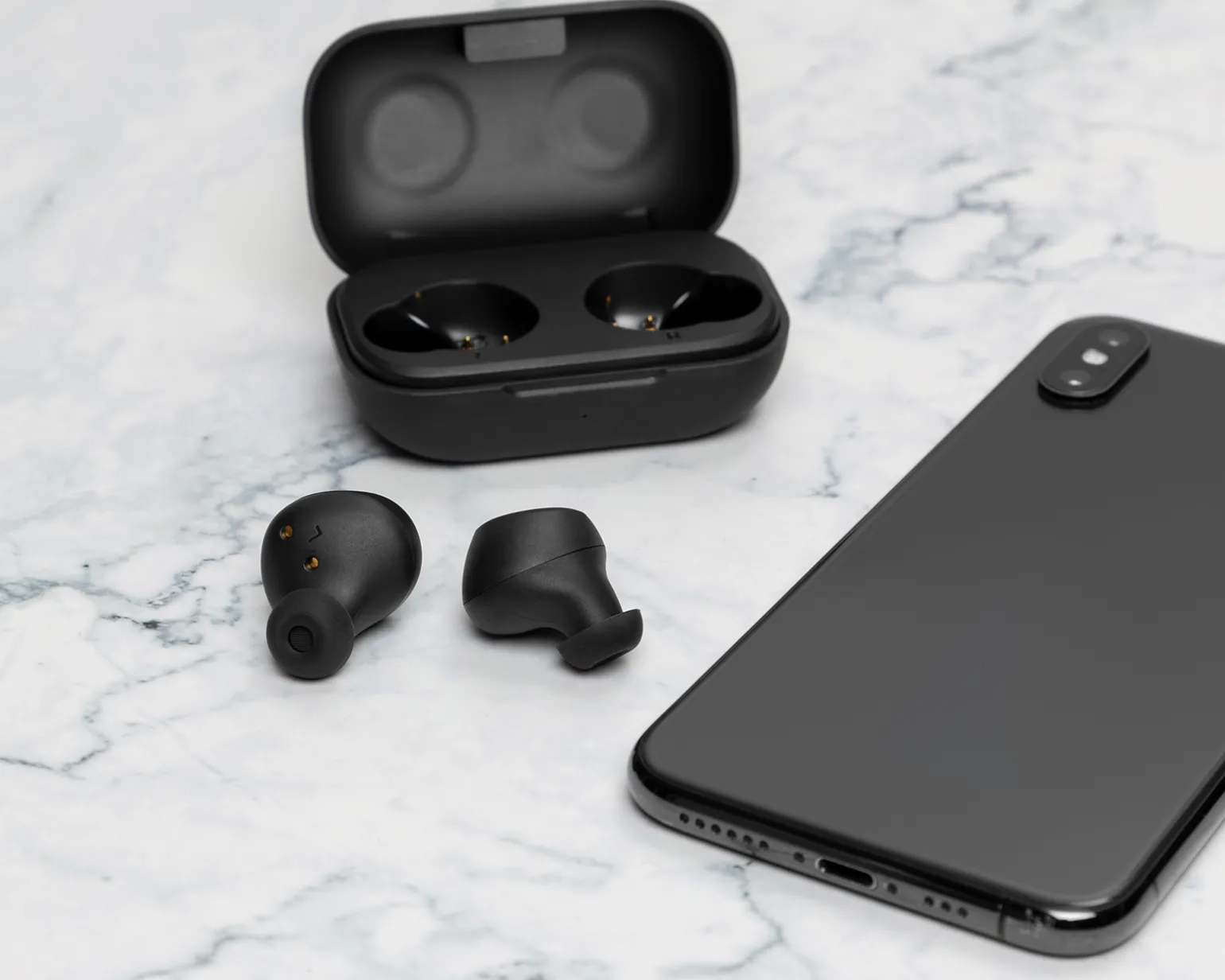 Wireless In-Ear Headphones with Charging Case, TWS - Black