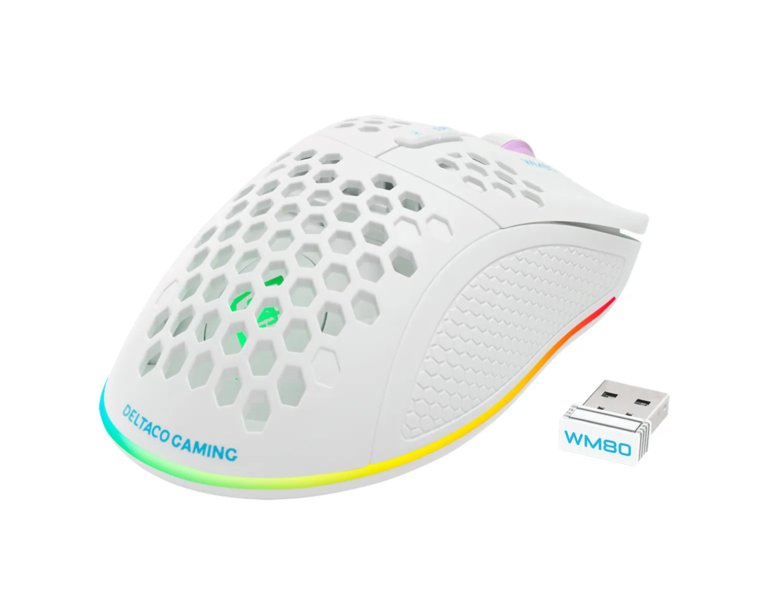 WM80 Wireless RGB Gaming Mouse Ultralight - White