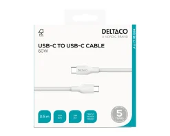 60W USB-C to USB-C Charging Cable - White - 0.5 m
