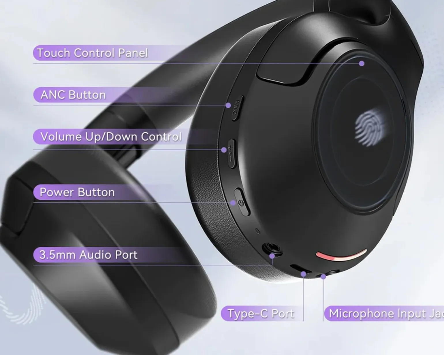 X3 Bluetooth ANC Headphones Over-Ear - Black