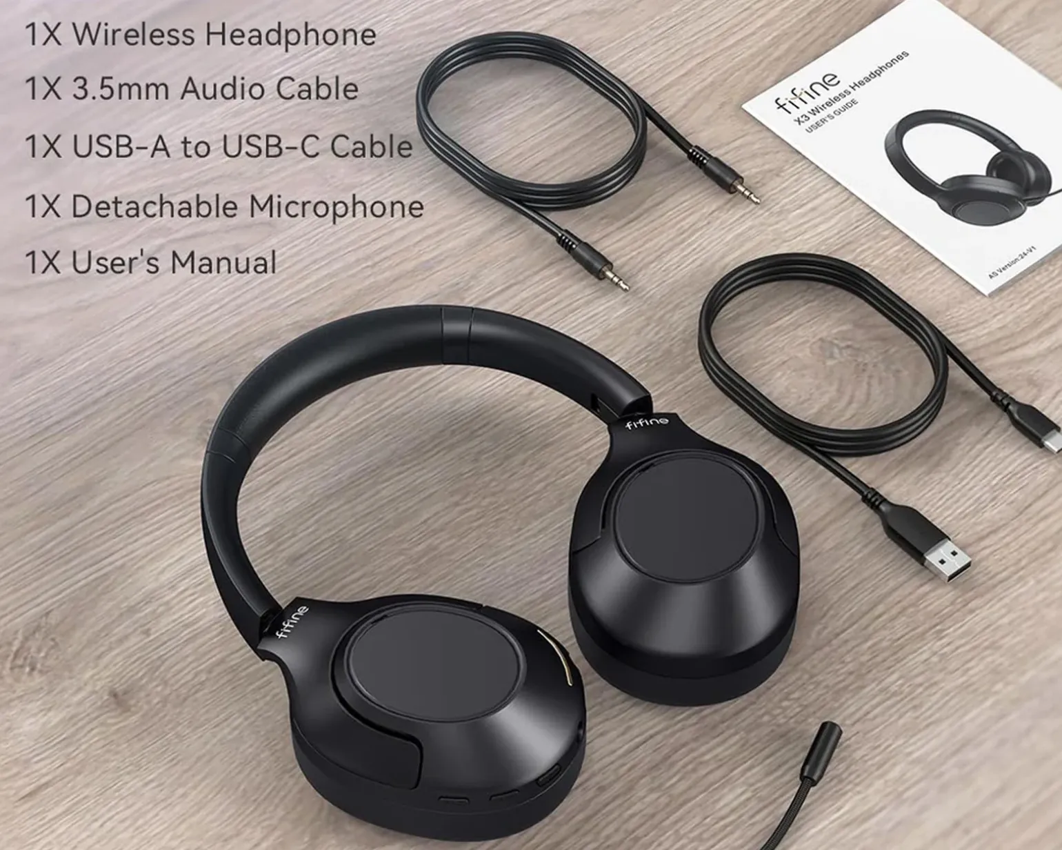 X3 Bluetooth ANC Headphones Over-Ear - Black