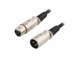 XLR Cable, 3-pin Male - 3-pin Female, 2m - Black