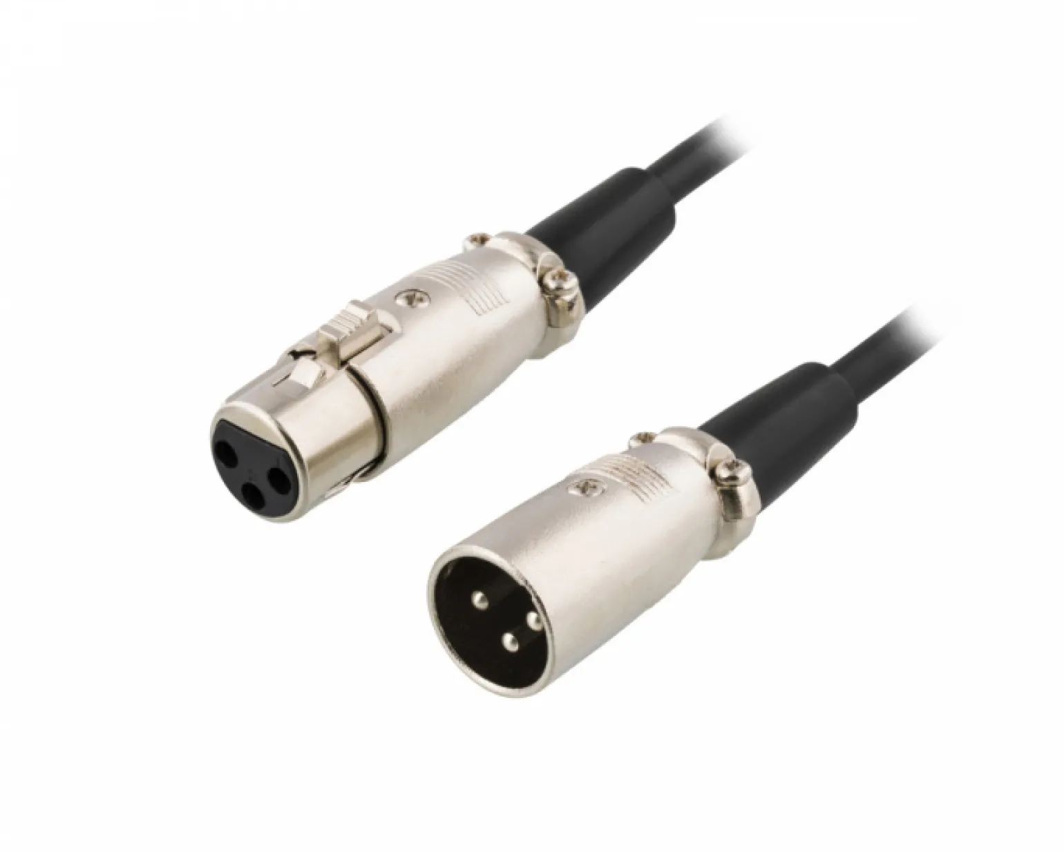 XLR Cable, 3-pin Male - 3-pin Female, 2m - Black