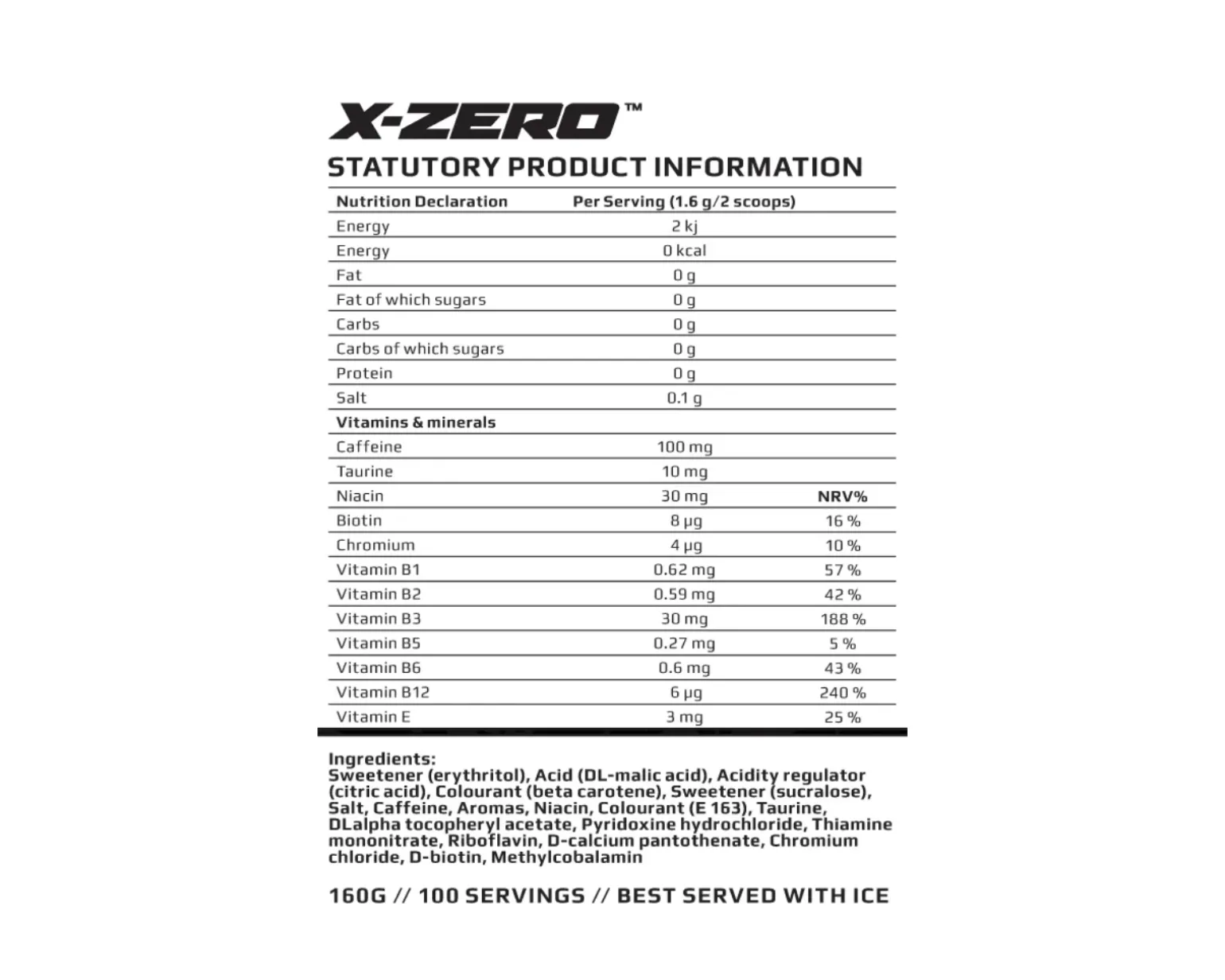 X-Zero Cola Cherry - 100 Servings